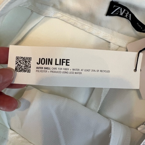 NWT ZARA NEW Ecru Womens Pants with Gold Chain Trousers Sz L - Picture 9 of 13